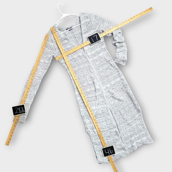 Freshman Long Cardigan Sweater Women Small Open Front Fall Winter Casual Crochet - Picture 4 of 10